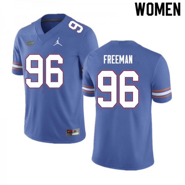 Women #96 Travis Freeman Florida Gators College Football Jerseys Blue